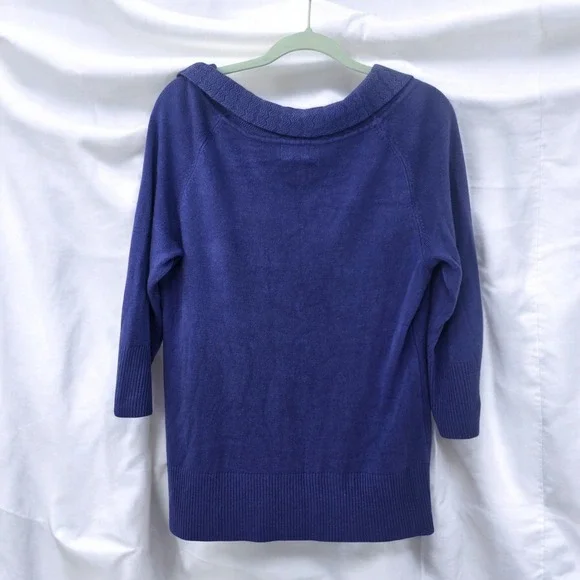 RQT Cowl Neck Knit Sweater 3/4 Sleeve Pullover Top Woman Extra Large Blue/Lilac - Picture 2 of 9
